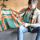 【マフラー】大格子 (緑橙) | 京友禅 | 禾口木丙