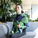 【マフラー 京友禅】水玉大 黒緑青 日本製 伝統工芸 禾口木丙