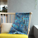 【ストール】リネン160X35 四角並べ (青) | 京友禅 | 禾口木丙