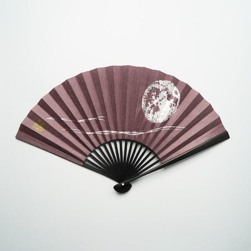 【扇子】満月 (紫) 銀箔 | 唐紙 | 景美風月