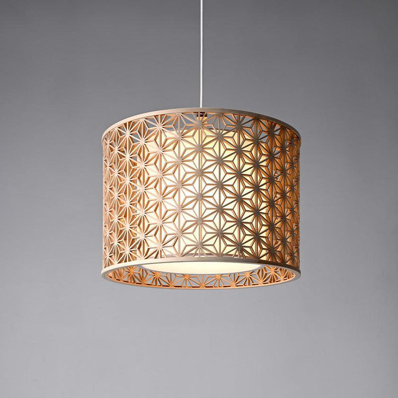 麻の葉文様を透かし彫りで仕上げたKUMIKO Pendant Light 01 麻の葉、京指物の組子細工が光を繊細に広げるペンダント照明｜村山木工・京都
