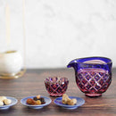 【酒器3点セット】二重被せ 片口 & お猪口 (金赤-瑠璃) | 薩摩切子 | satuma