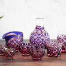 【酒器3点セット】二重被せ 片口 & お猪口 (金赤-瑠璃) | 薩摩切子 | satuma