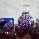 【酒器3点セット】二重被せ 徳利 & お猪口 (金赤-瑠璃) | 薩摩切子 | satuma