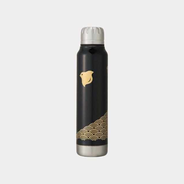 【アンブレラボトル】thermo mug × 土直漆器 うるし波千鳥 (ブラック) | 越前漆器 | 匠市