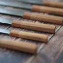 【ペティナイフ】150ｍｍ 高炭素ステンレス鋼割込 磨きダマスカス 樫八角柄-柿渋仕上- | 堺刃物 | 山脇刃物製作所